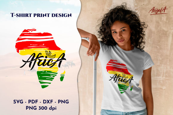 Africa Silhouette with Hand Lettering Graphics