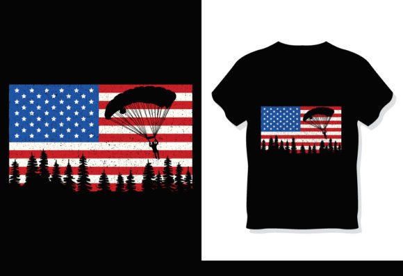 American Flag Skydiving T-Shirt Graphics for Print Templates