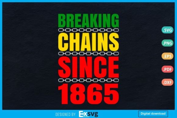 Breaking Chains Since 1865 Juneteenth Graphics for Branding