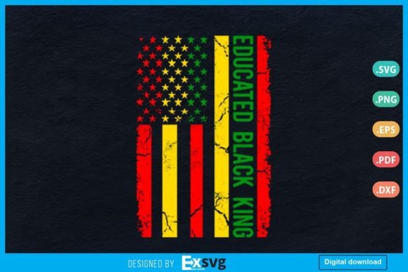 Educated Black King American Flag Graphics for Print Templates