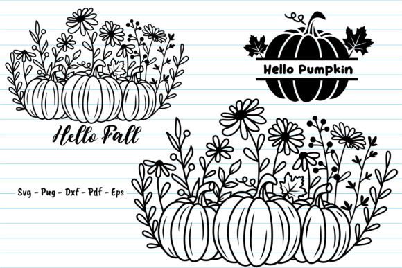 Flower Pumpkin Fall Svg Bundle Graphics for Print Templates