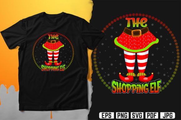The Shopping Elf T-Shirt Design Vector: A Graphic Asset for Seasonal Branding