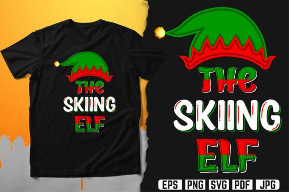 The Skiing Elf Graphic for Print Templates