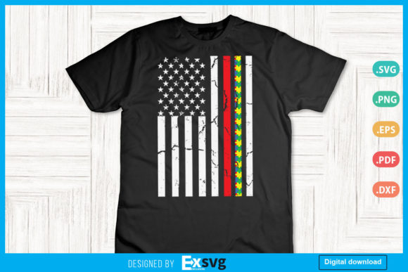 Thin Red Line Firefighter Support Autism Graphics for Print Templates